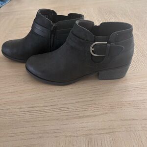 Clarks Dark Gray Ankle Boots with Buckle